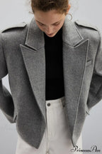 Peak Lapel Blazer Style Wool Loose Coat image 6
