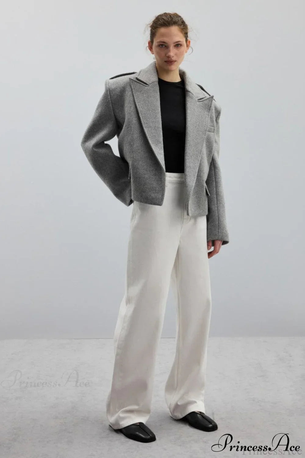 Peak Lapel Blazer Style Wool Loose Coat image 8