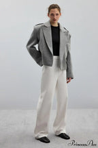 Peak Lapel Blazer Style Wool Loose Coat image 8