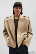 Peak Lapel Blazer Style Wool Loose Coat image 2