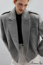 Peak Lapel Blazer Style Wool Loose Coat image 5