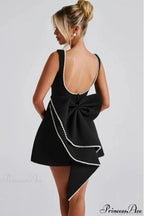 Pearl Bow Open-Back Edgy Short Party Dress image 2