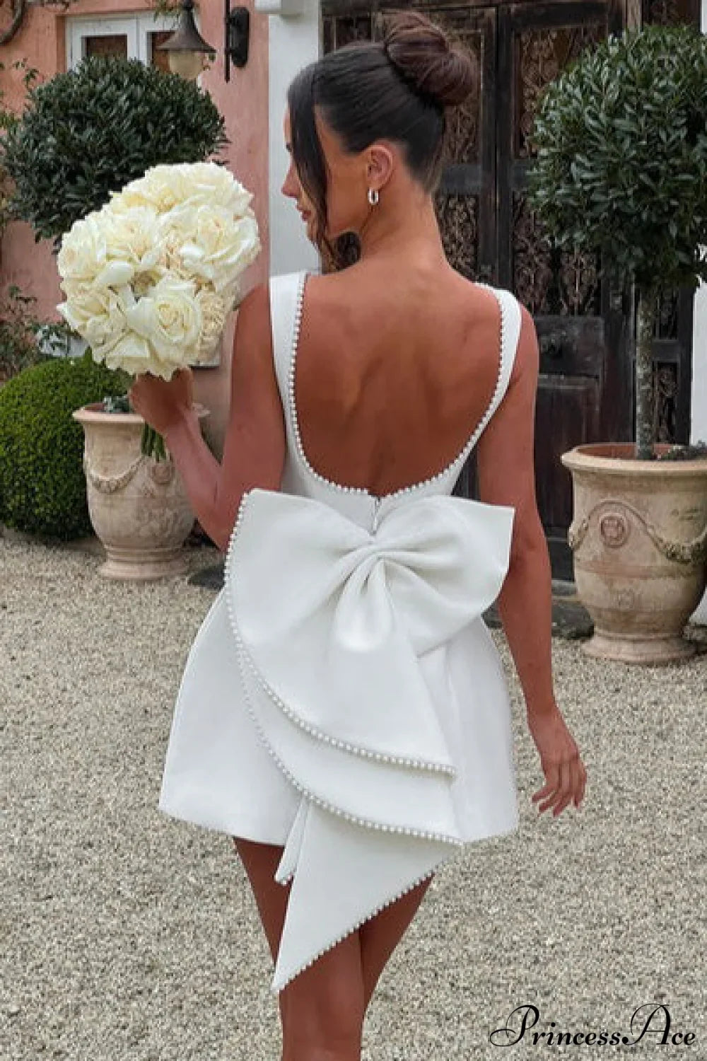 Pearl Bow Open-Back Edgy Short Party Dress image 5