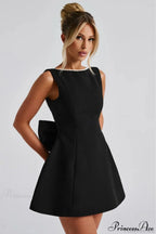 Pearl Bow Open-Back Edgy Short Party Dress image 1