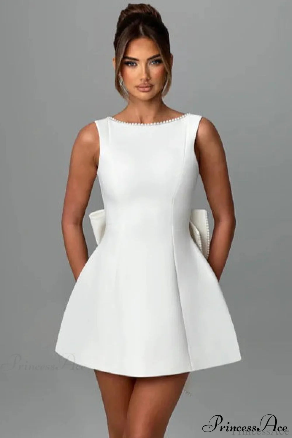 Pearl Bow Open-Back Edgy Short Party Dress image 4