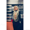Pearl Embellished Sheer Sleeve Prom Dress image 2
