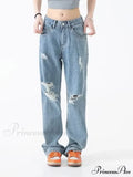 Perforated Jean Summer Thin High Street Trendy Brand Handsome And Loose Fitting Straight Casual Sports Pants Women's Jean image 1