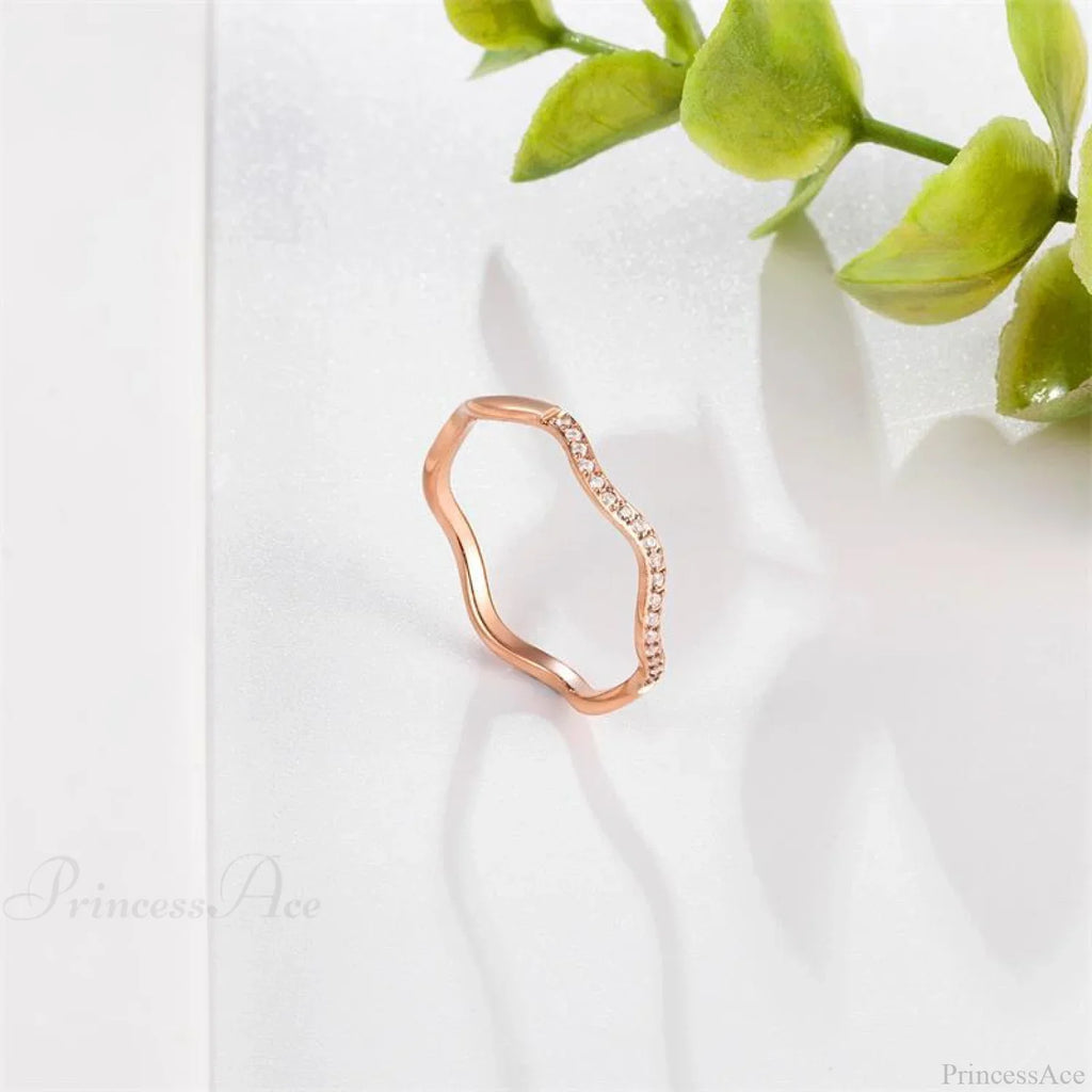 Personalized Irregular Curved Edge Rose Gold Ring image 3