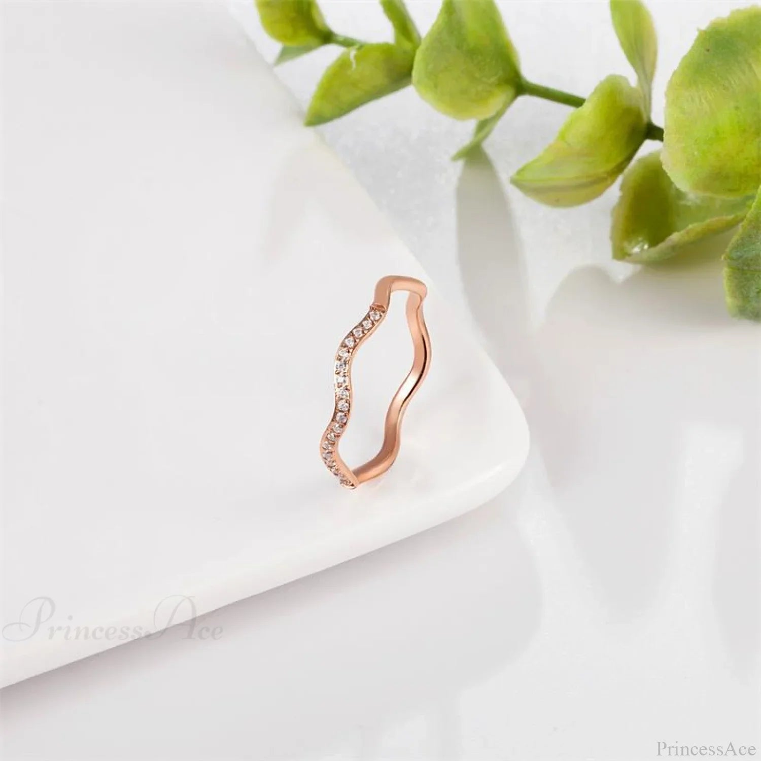 Personalized Irregular Curved Edge Rose Gold Ring image 4