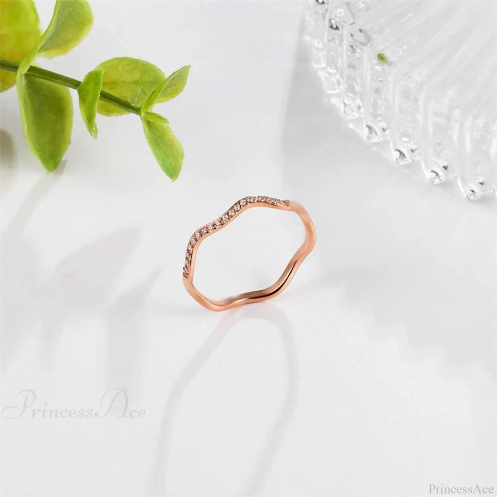 Personalized Irregular Curved Edge Rose Gold Ring image 1