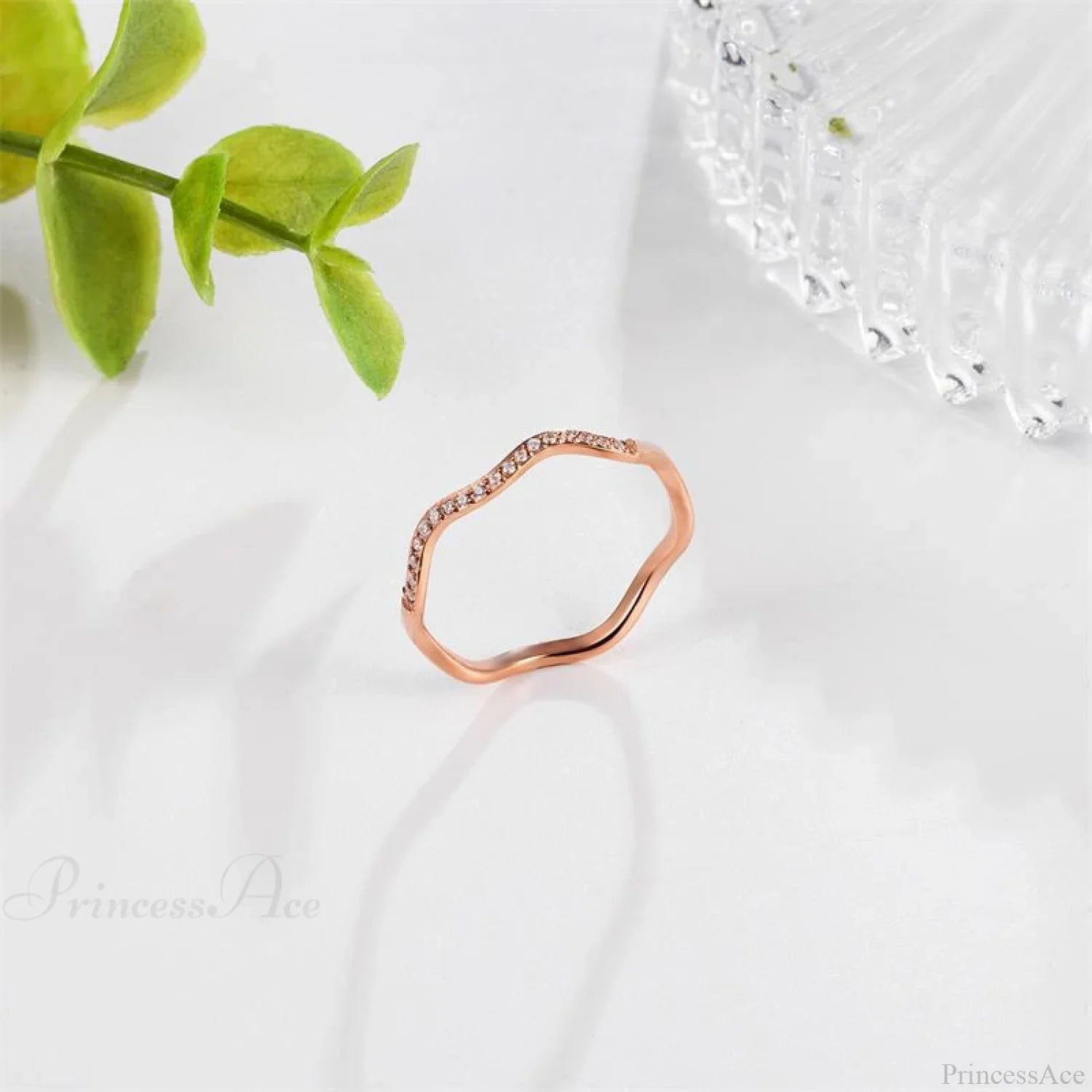 Personalized Irregular Curved Edge Rose Gold Ring image 1