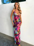 Perspective Print Halter Maxi Vacation Dress image 1