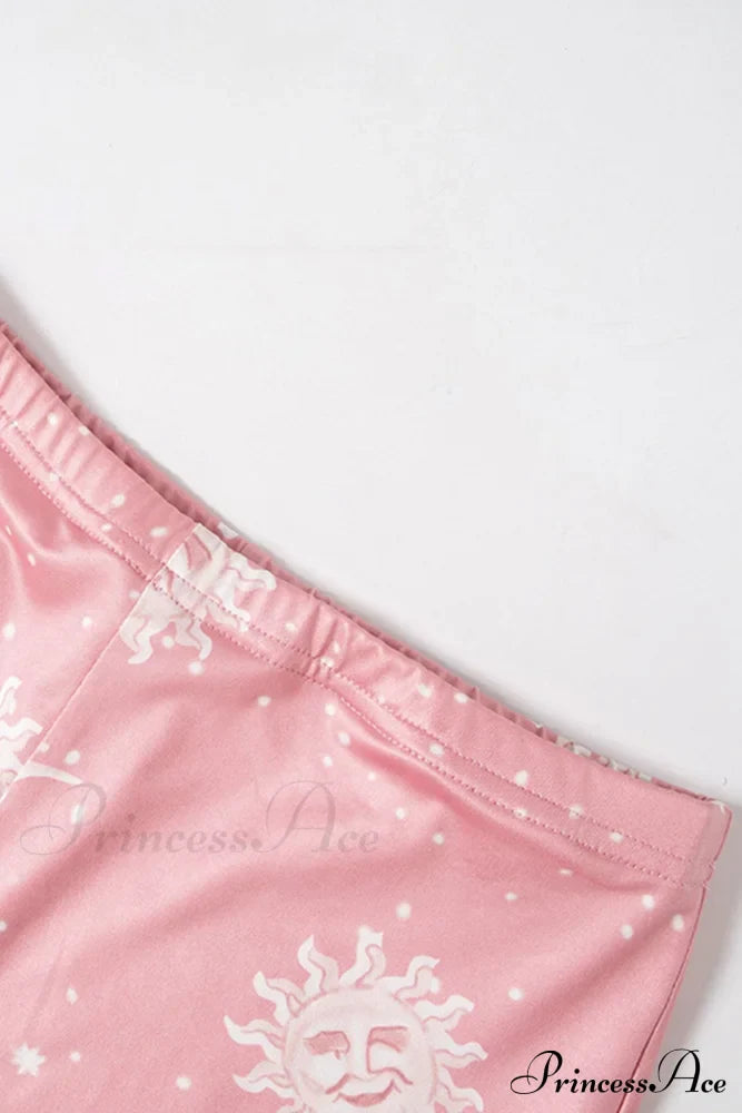 Pink Abstract Print Flares Pants image 5