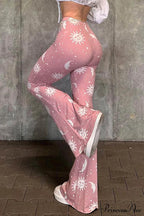 Pink Abstract Print Flares Pants image 2