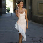 Pink Asymmetric Frill Charming Trim Cami Mini Dress image 13