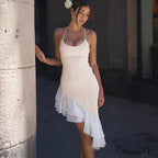 Pink Asymmetric Frill Charming Trim Cami Mini Dress image 14