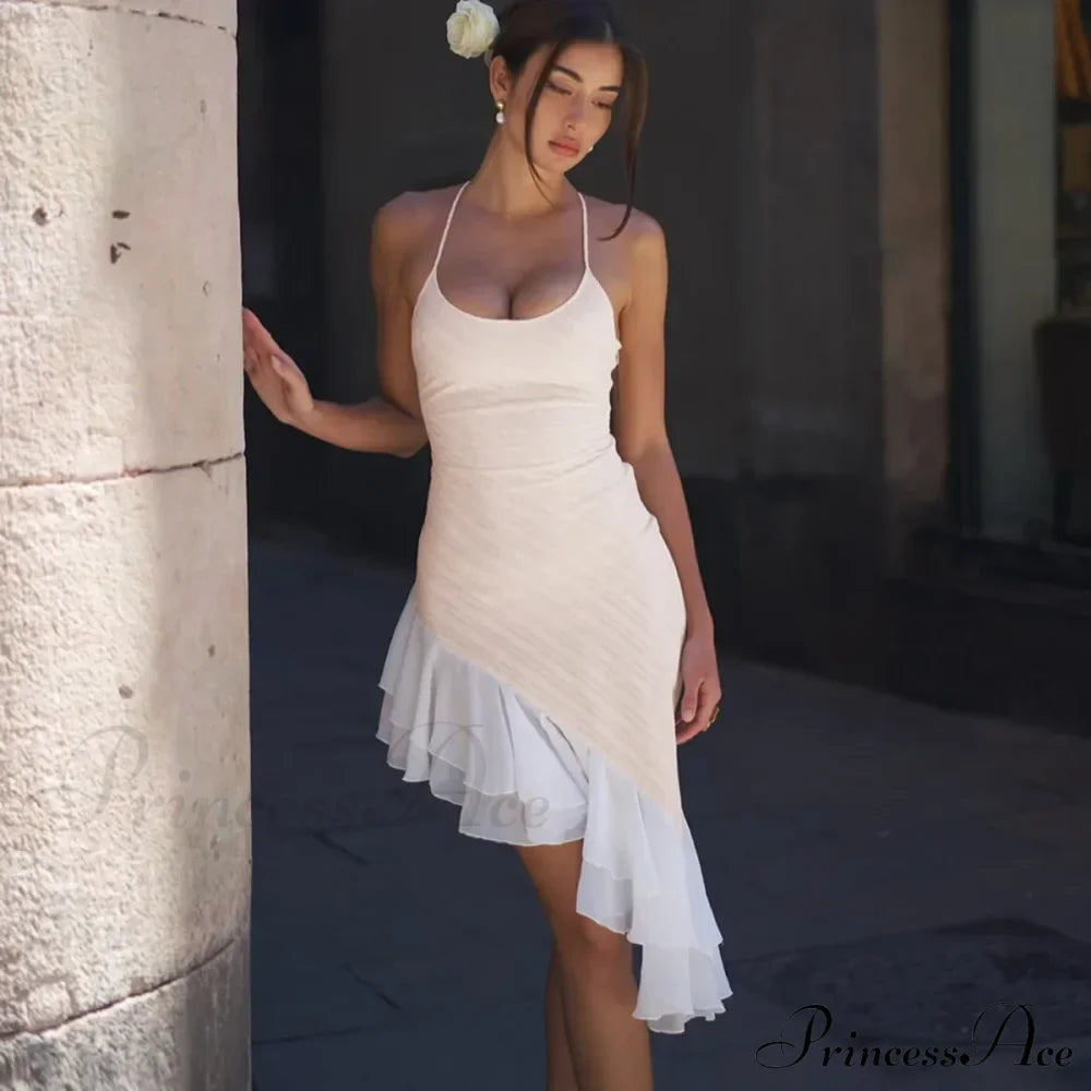 Pink Asymmetric Frill Charming Trim Cami Mini Dress image 14