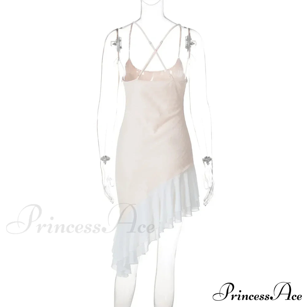 Pink Asymmetric Frill Charming Trim Cami Mini Dress image 17