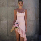 Pink Asymmetric Frill Charming Trim Cami Mini Dress image 5