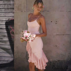 Pink Asymmetric Frill Charming Trim Cami Mini Dress image 6