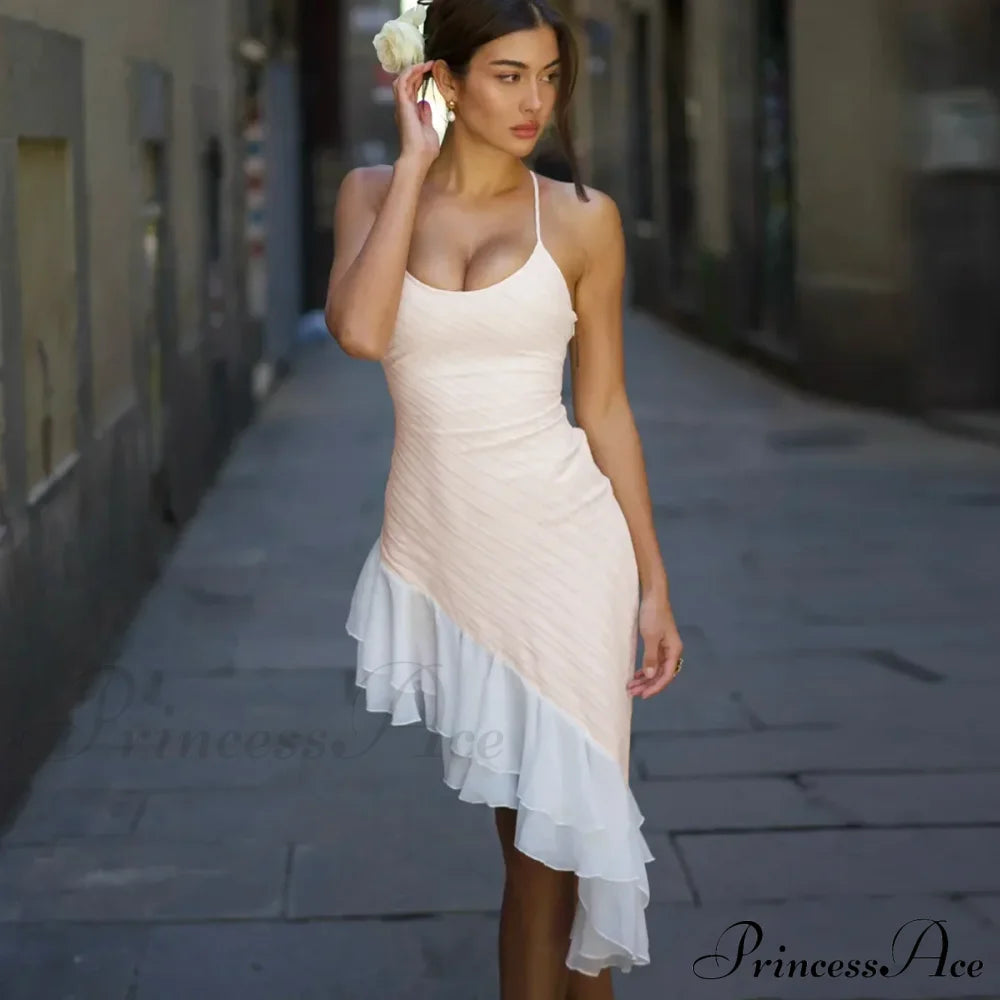 Pink Asymmetric Frill Charming Trim Cami Mini Dress image 12