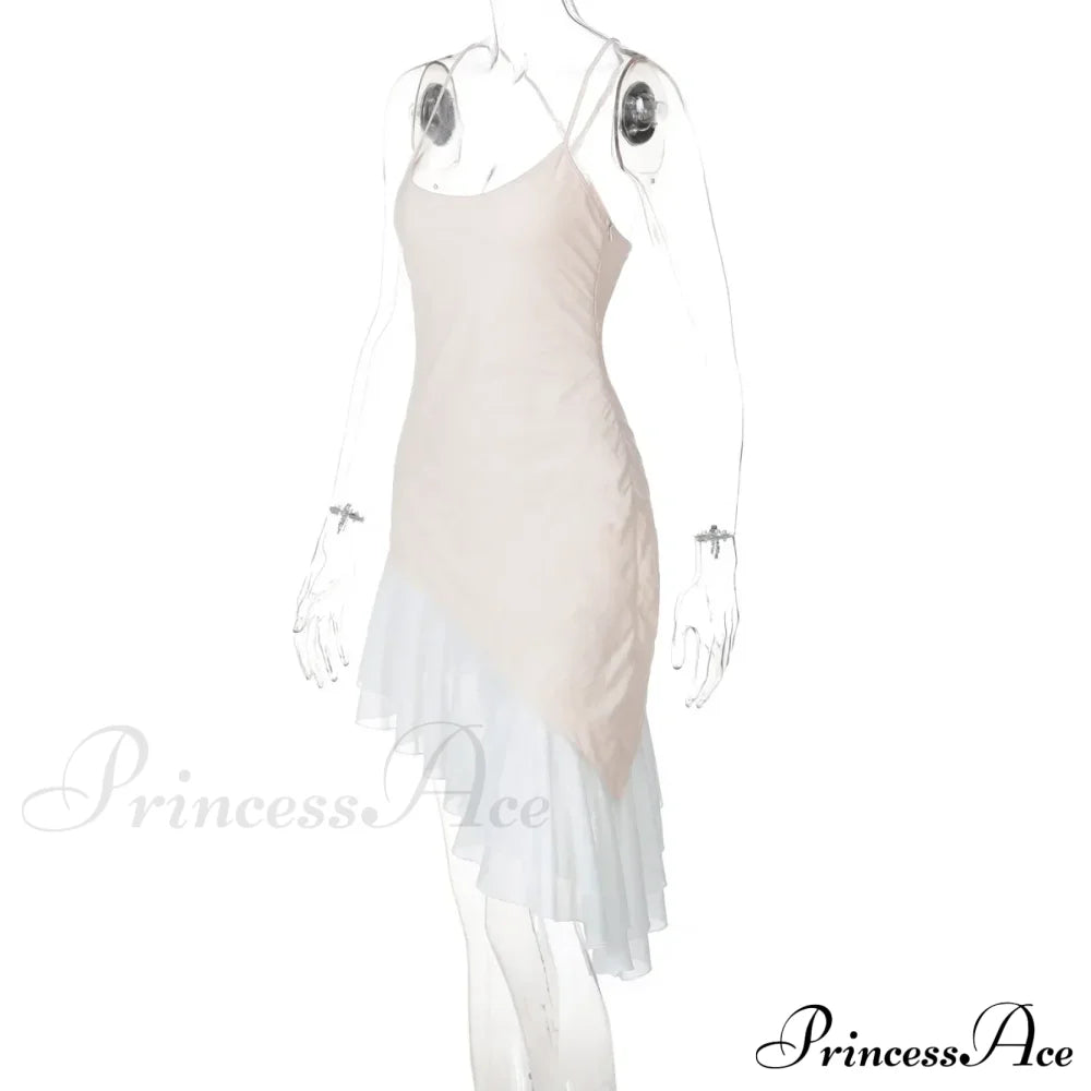 Pink Asymmetric Frill Charming Trim Cami Mini Dress image 16