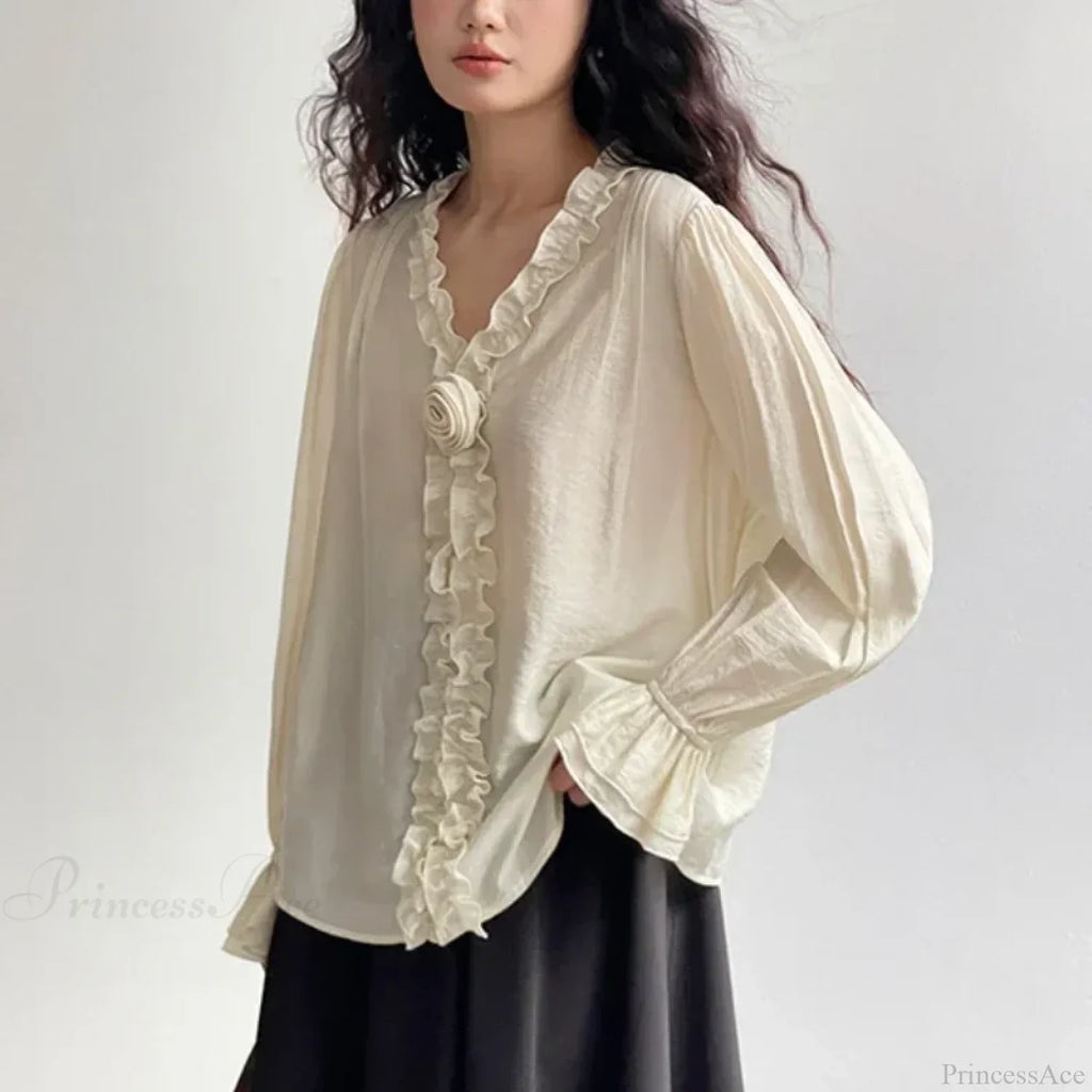 Pink Cotton Rayon Casual Long Sleeve V-Neck Boho Blouse image 5