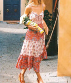 Pink Floral Print Sleeveless Strap Rayon Summer Maxi Boho Dress image 1