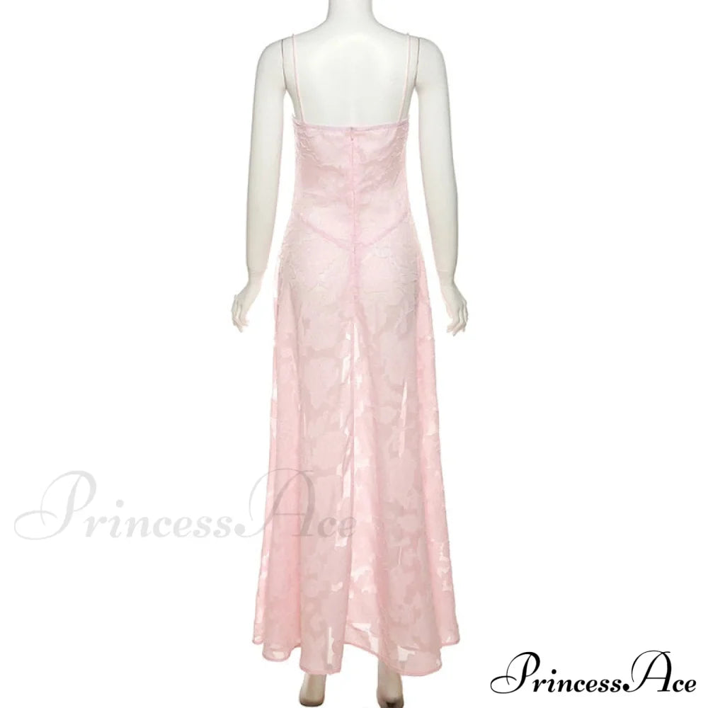 Pink Floral Stylish Lace Maxi Dress image 13