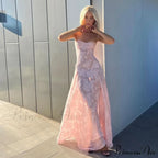 Pink Floral Stylish Lace Maxi Dress image 10
