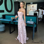 Pink Floral Stylish Lace Maxi Dress image 5