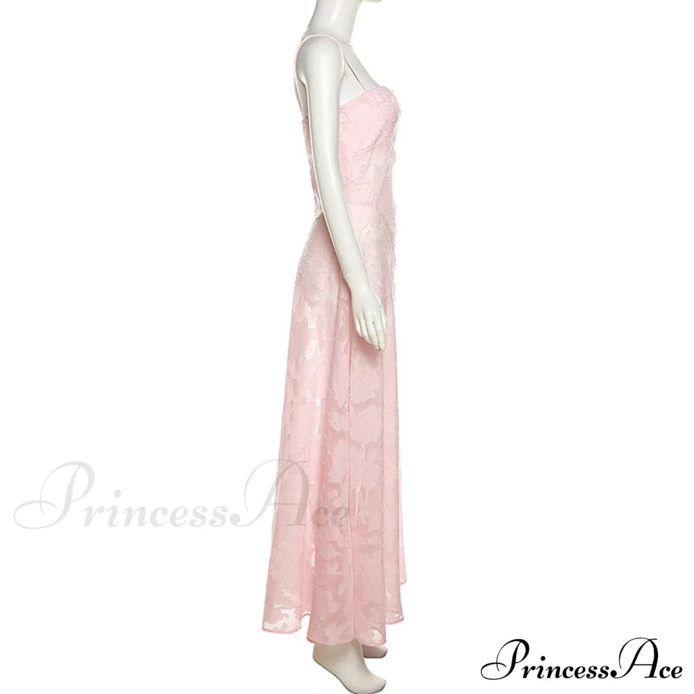 Pink Floral Stylish Lace Maxi Dress image 12