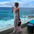Pink Floral Stylish Lace Maxi Dress image 6