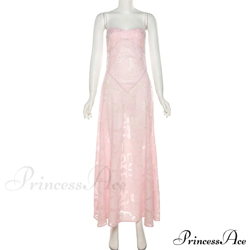 Pink Floral Stylish Lace Maxi Dress image 11