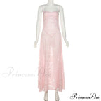 Pink Floral Stylish Lace Maxi Dress image 11