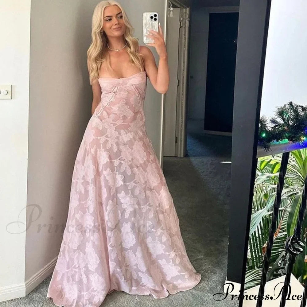 Pink Floral Stylish Lace Maxi Dress image 3