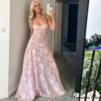 Pink Floral Stylish Lace Maxi Dress image 3