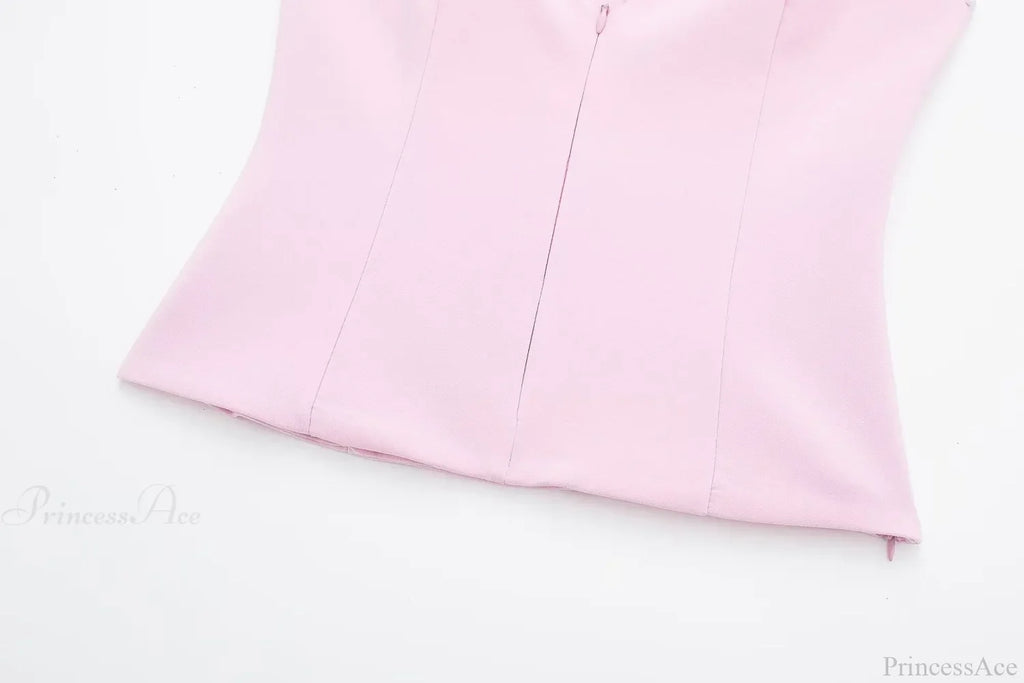 Pink Halter Sleeveless Charming Top And Skort Set image 9