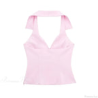 Pink Halter Sleeveless Charming Top And Skort Set image 7