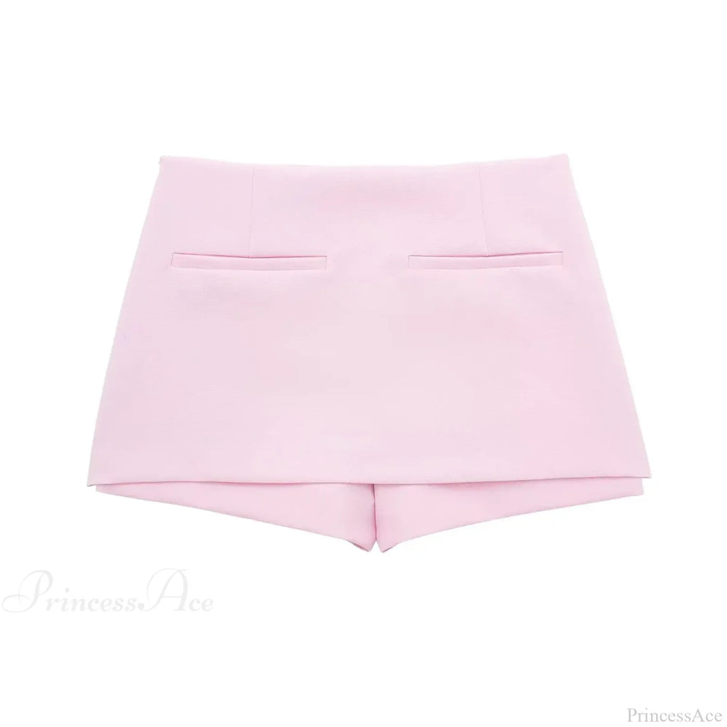 Pink Halter Sleeveless Charming Top And Skort Set image 10
