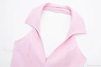 Pink Halter Sleeveless Charming Top And Skort Set image 8