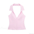 Pink Halter Sleeveless Charming Top And Skort Set image 4