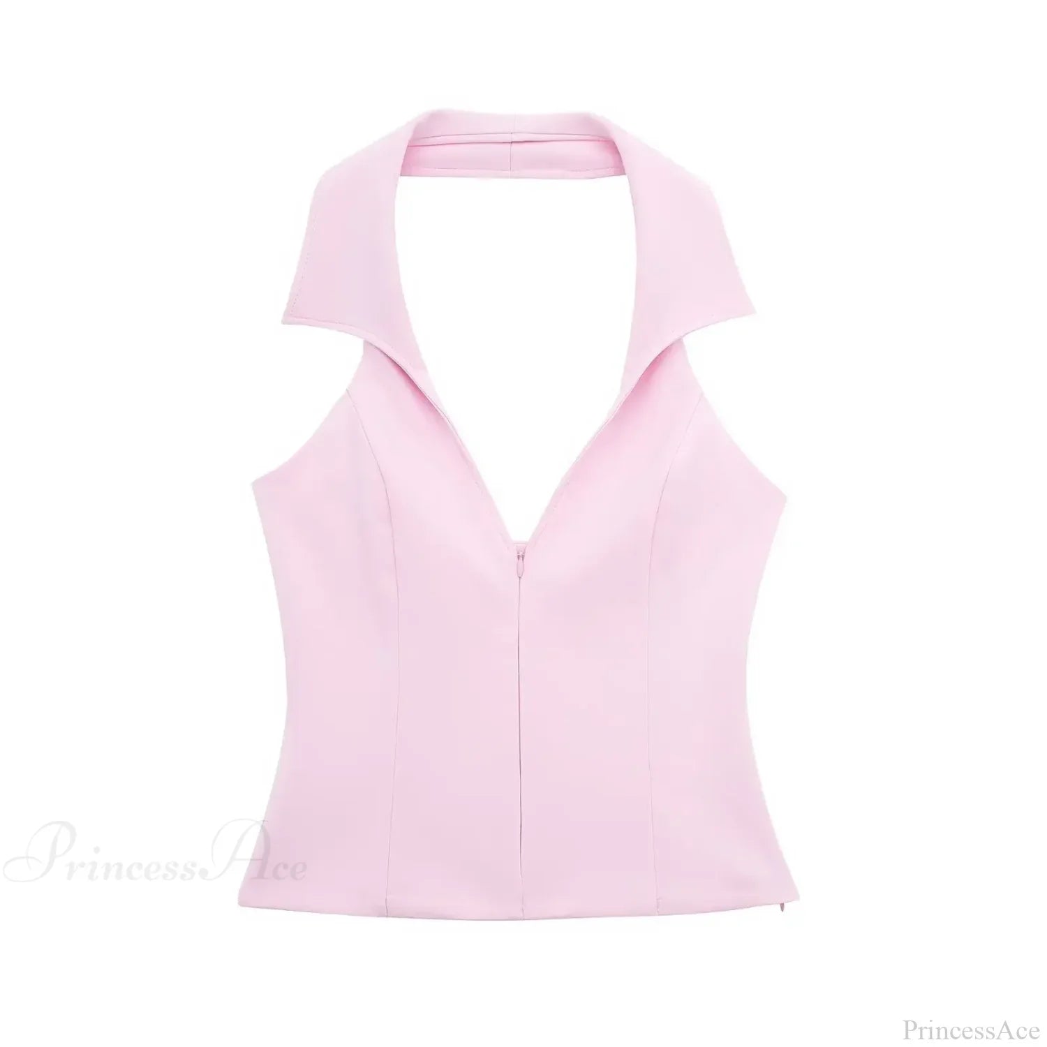 Pink Halter Sleeveless Charming Top And Skort Set image 4