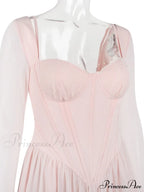 Pink Long Sleeve Charming Bustier Frill Mini Dress image 7