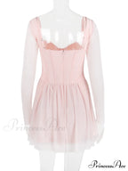 Pink Long Sleeve Charming Bustier Frill Mini Dress image 6