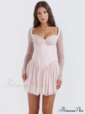Pink Long Sleeve Charming Bustier Frill Mini Dress image 3