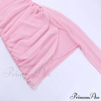 Pink Mesh Corset Charming Draped Tube Mini Dress image 12