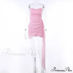Pink Mesh Corset Charming Draped Tube Mini Dress image 8