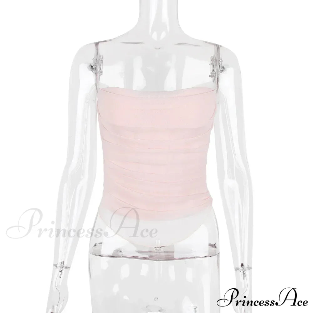 Pink Mesh Stylish Tube Corset Top image 8
