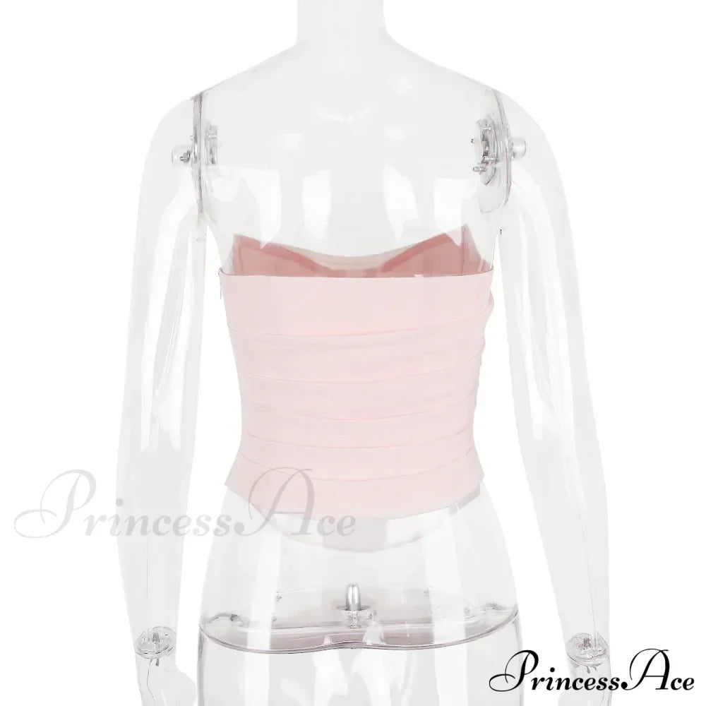 Pink Mesh Stylish Tube Corset Top image 11